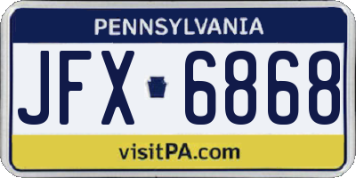 PA license plate JFX6868