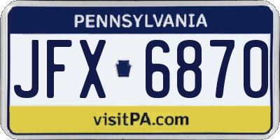 PA license plate JFX6870