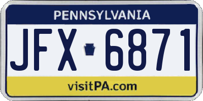 PA license plate JFX6871