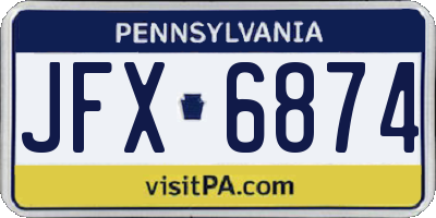 PA license plate JFX6874