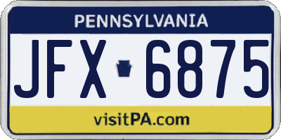 PA license plate JFX6875