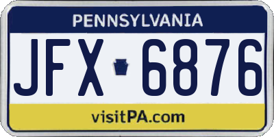 PA license plate JFX6876