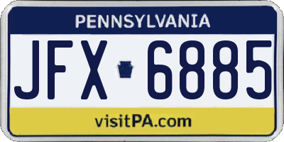 PA license plate JFX6885