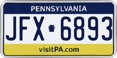 PA license plate JFX6893