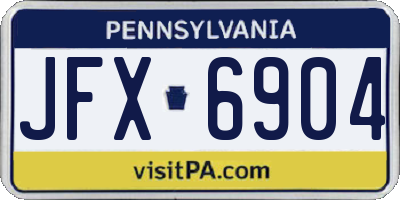 PA license plate JFX6904