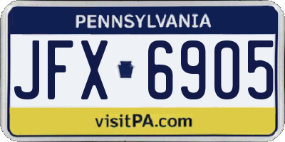 PA license plate JFX6905