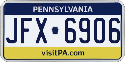 PA license plate JFX6906