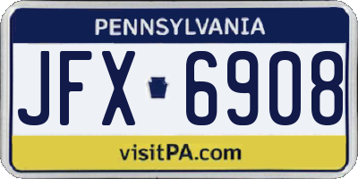 PA license plate JFX6908