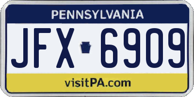 PA license plate JFX6909