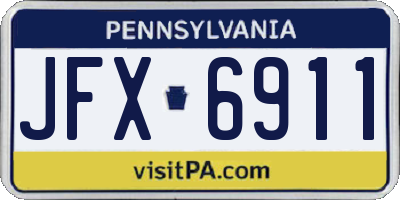 PA license plate JFX6911