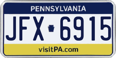 PA license plate JFX6915
