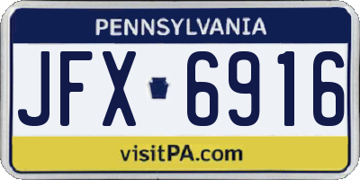 PA license plate JFX6916