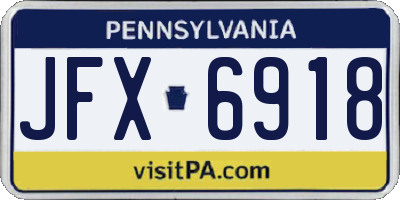 PA license plate JFX6918