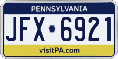 PA license plate JFX6921