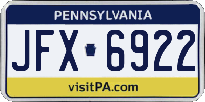 PA license plate JFX6922