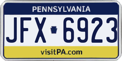 PA license plate JFX6923