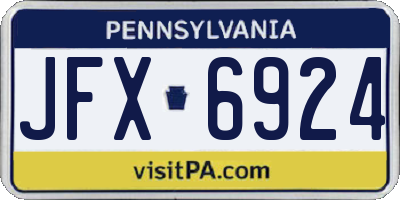 PA license plate JFX6924