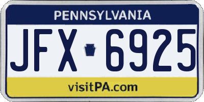 PA license plate JFX6925