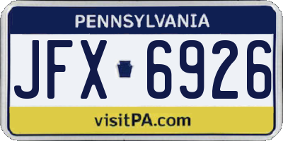 PA license plate JFX6926