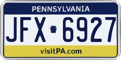 PA license plate JFX6927