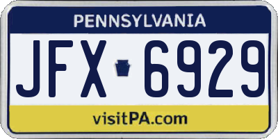 PA license plate JFX6929