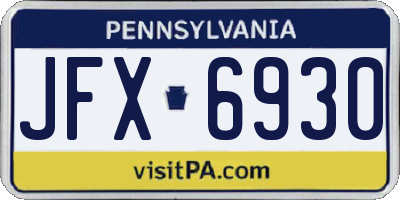 PA license plate JFX6930