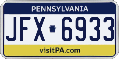 PA license plate JFX6933