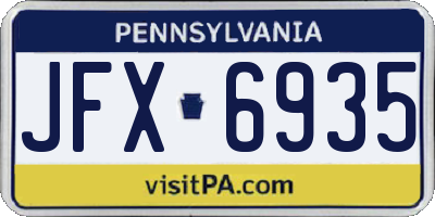 PA license plate JFX6935