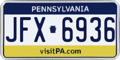 PA license plate JFX6936