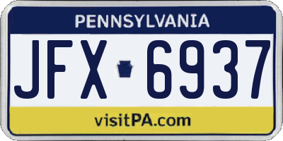 PA license plate JFX6937