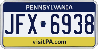 PA license plate JFX6938