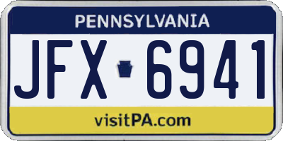PA license plate JFX6941
