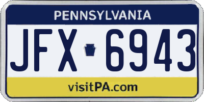 PA license plate JFX6943
