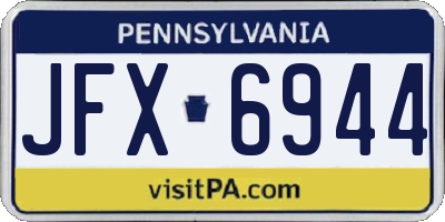 PA license plate JFX6944