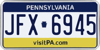 PA license plate JFX6945