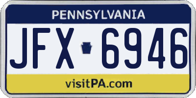 PA license plate JFX6946