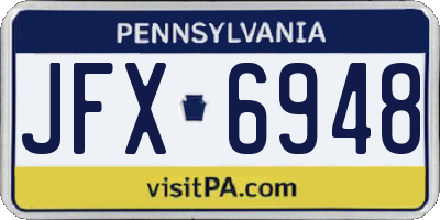 PA license plate JFX6948