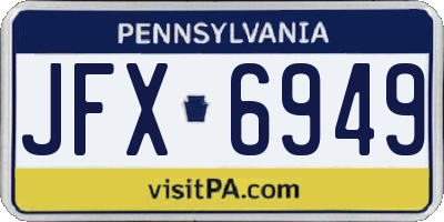 PA license plate JFX6949