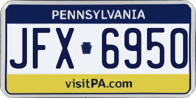 PA license plate JFX6950