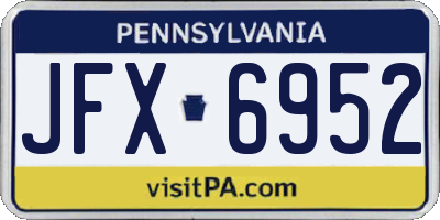 PA license plate JFX6952