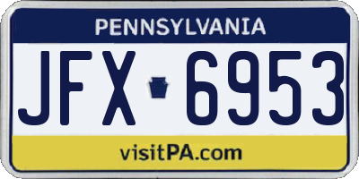 PA license plate JFX6953