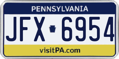 PA license plate JFX6954