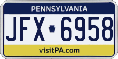 PA license plate JFX6958