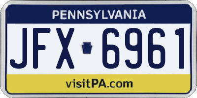 PA license plate JFX6961