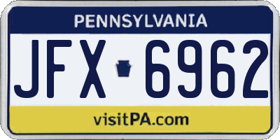 PA license plate JFX6962