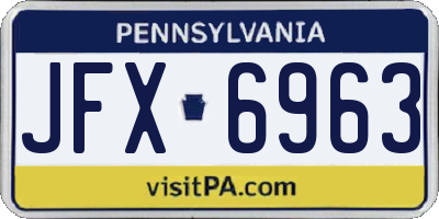 PA license plate JFX6963