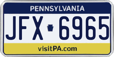 PA license plate JFX6965