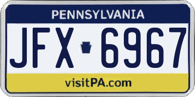 PA license plate JFX6967