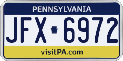 PA license plate JFX6972