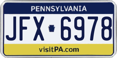 PA license plate JFX6978